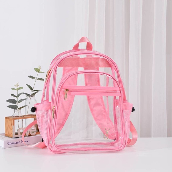 Clear Stadium Backpack with Pink Trim Barbiecore - Picture 1 of 7